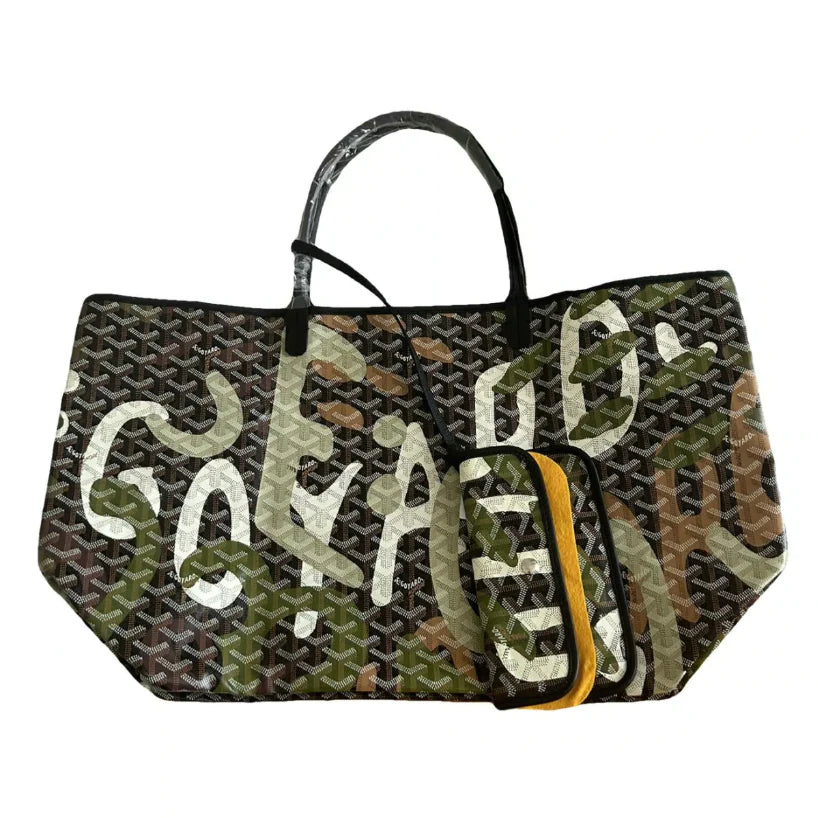 Goyard St Louis Pm Tote Bag Lettres Camouflage (Black & Green) Size One Size