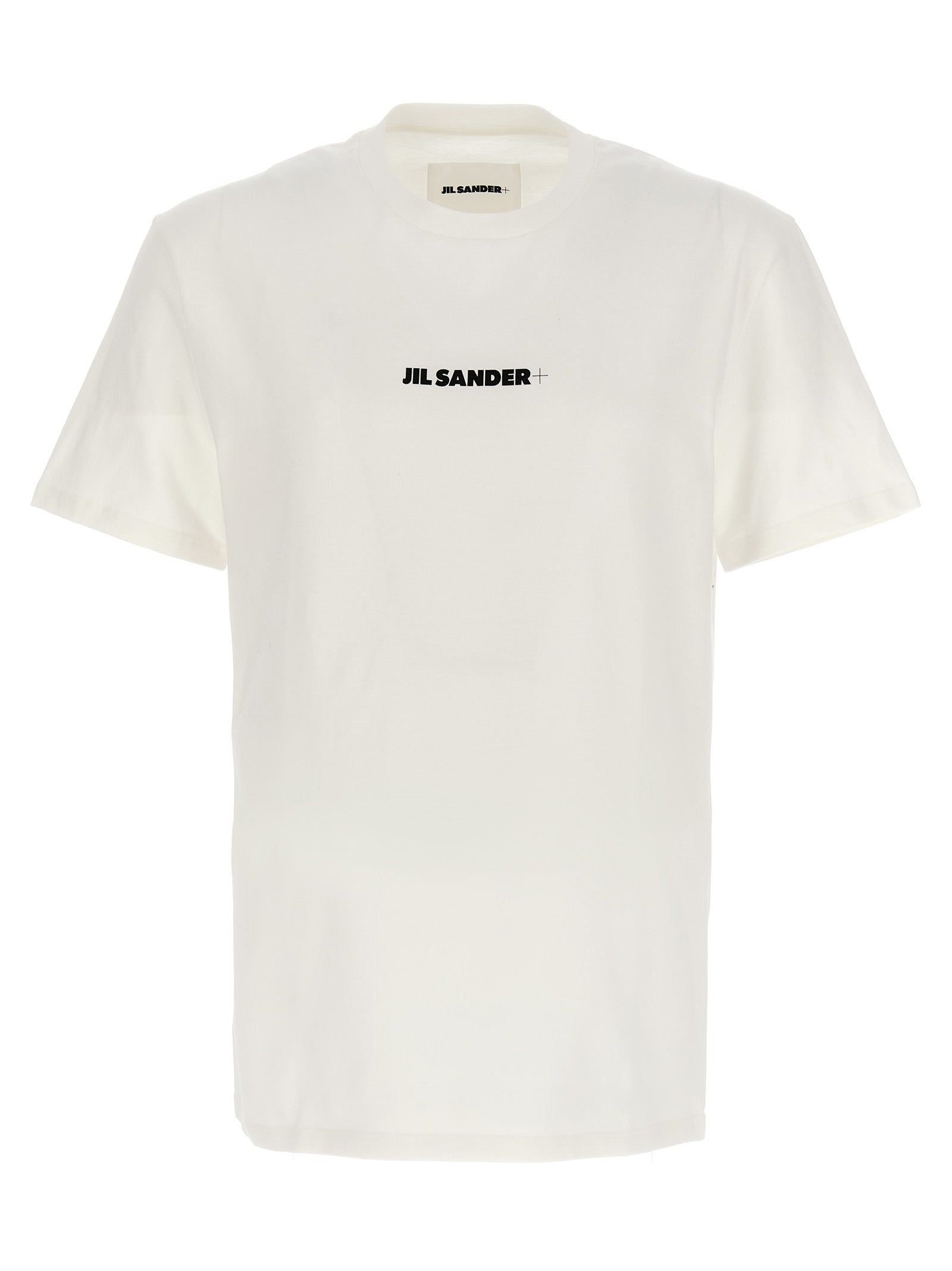 Jil Sander-Logo Print T Shirt Bianco/Nero-Uomo