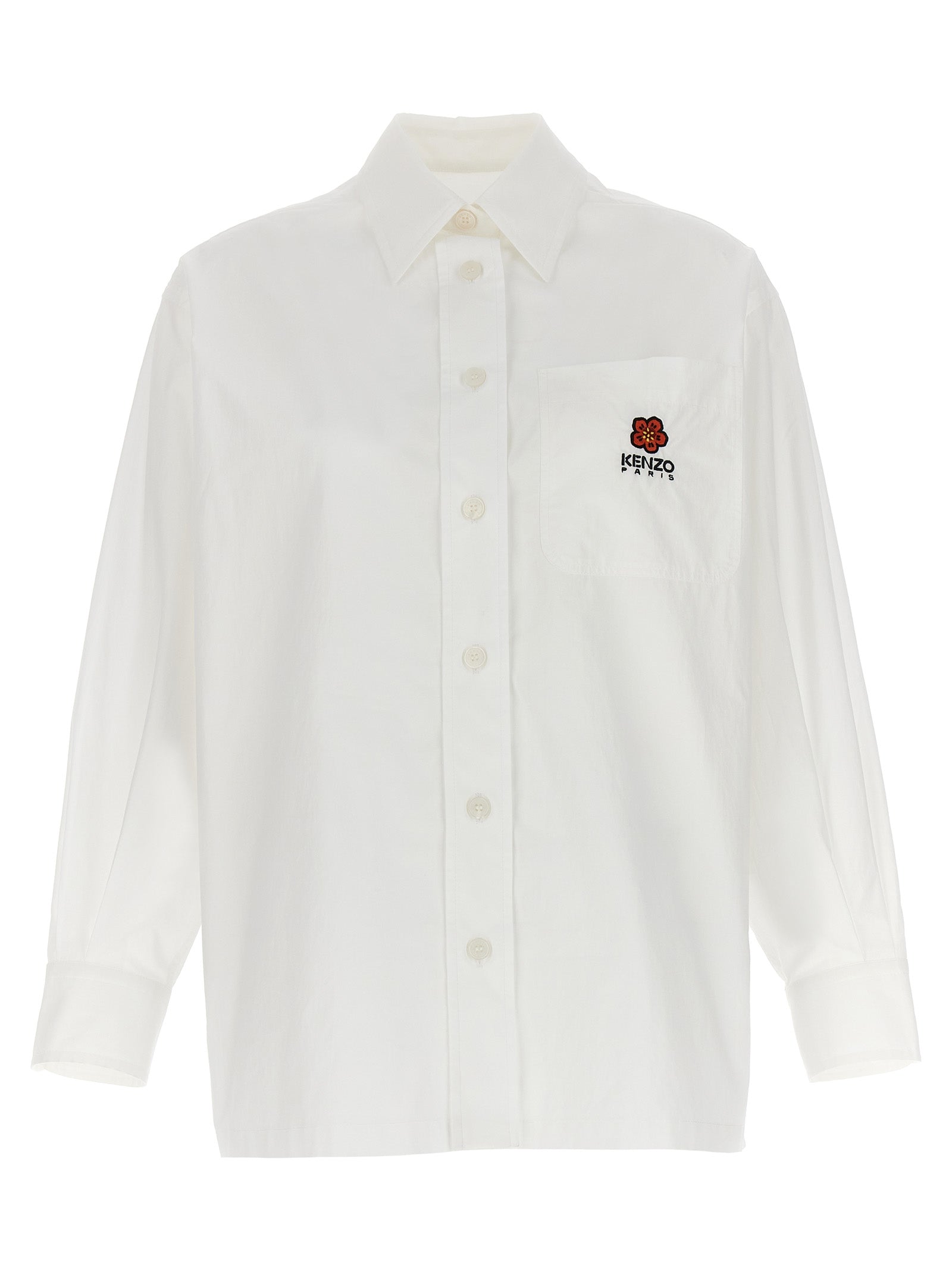 Kenzo-Embroidered Logo Shirt Camicie Bianco-Donna