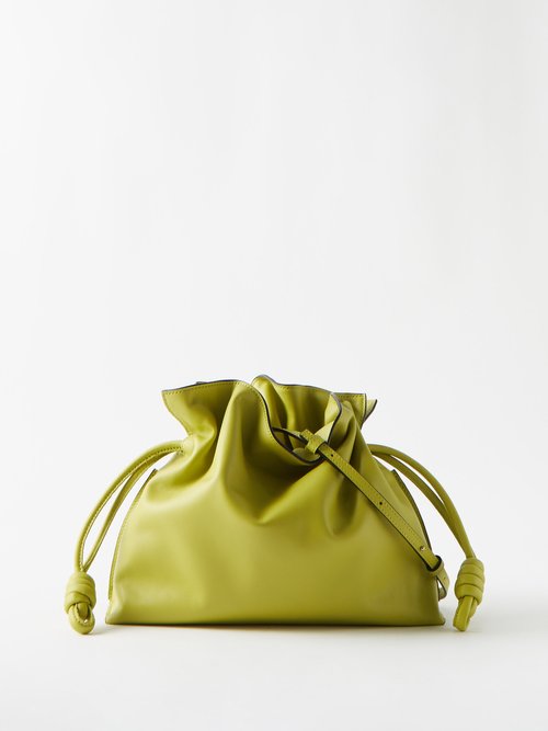 Loewe - Flamenco Leather Clutch Bag - Womens - Light Green