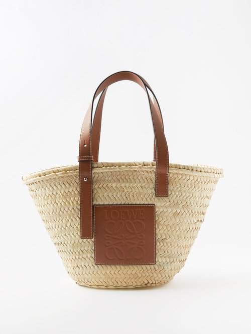 Loewe - Medium Raffia Basket Bag - Womens - Tan Multi