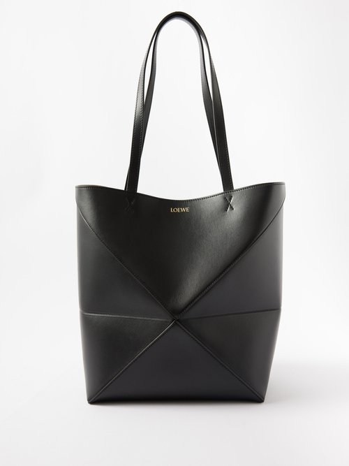 Loewe - Puzzle Fold Medium Leather Tote Bag - Womens - Black