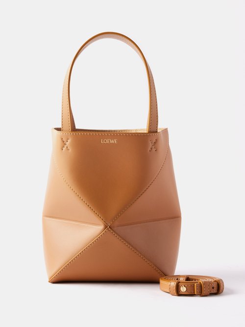 Loewe - Puzzle Fold Mini Leather Tote Bag - Womens - Tan