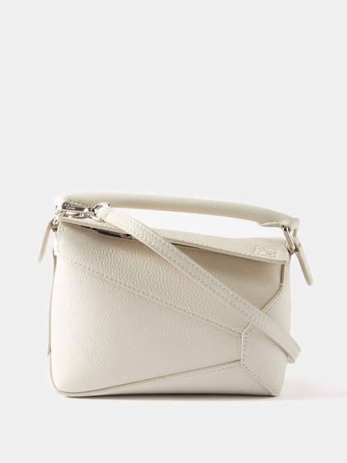 Loewe - Puzzle Mini Grained-leather Cross-body Bag - Womens - White