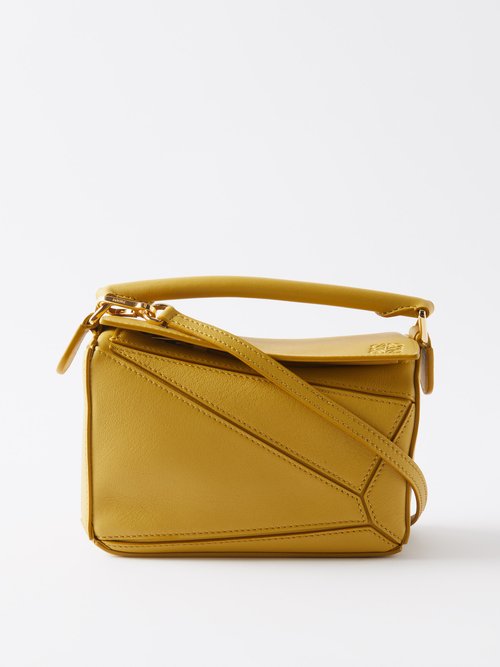 Loewe - Puzzle Mini Leather Cross-body Bag - Womens - Yellow