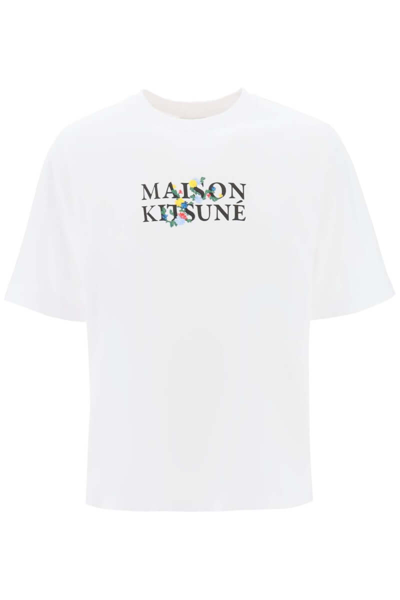 Maison Kitsune-T Shirt Oversize Con Logo Flowers-Uomo