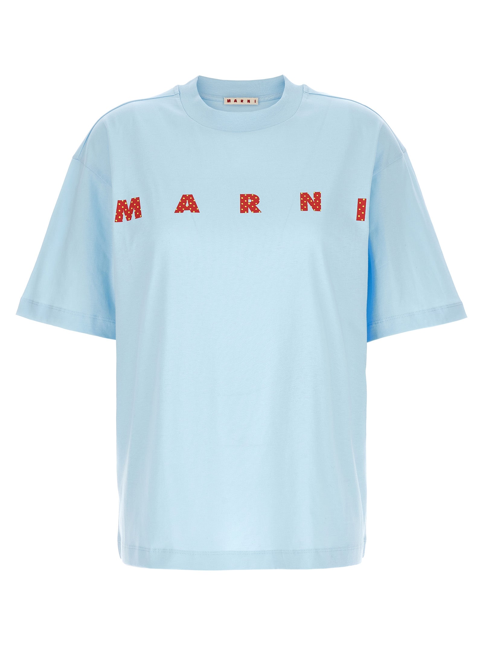 Marni-Logo Print T Shirt Celeste-Donna