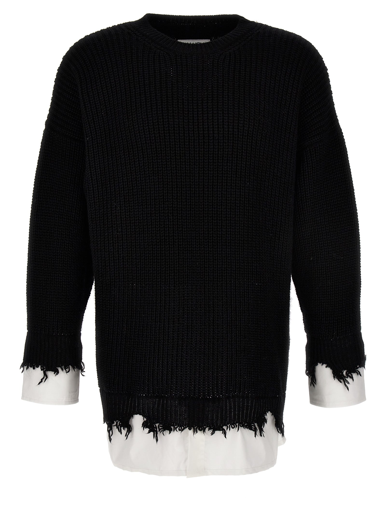 Mm6 Maison Margiela-Shirt Insert Sweater Maglioni Bianco/Nero-Uomo