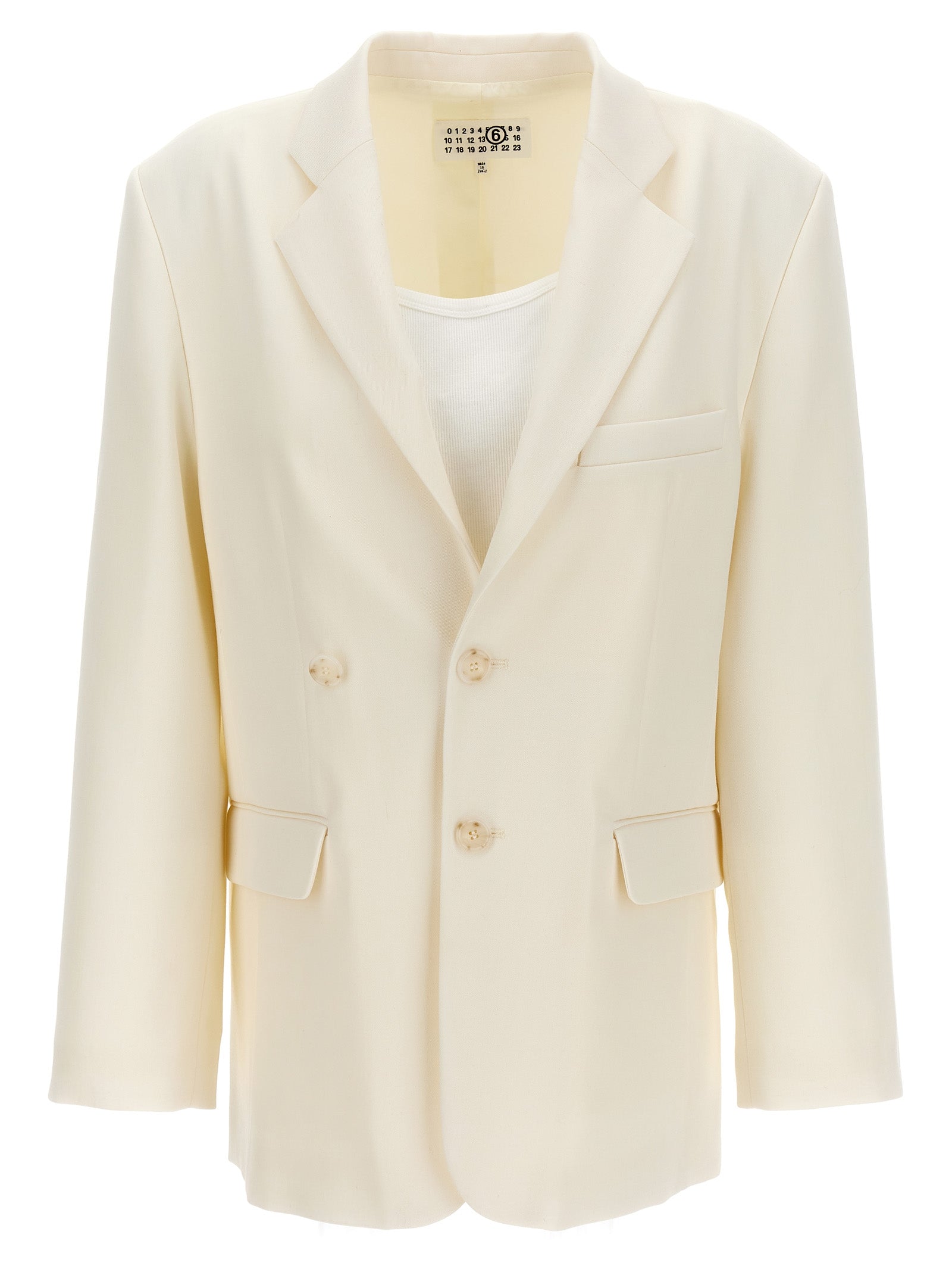 Mm6 Maison Margiela-Single-Breasted Blazer With Top Insert Giacche Bianco-Donna