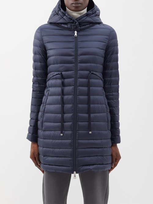 Moncler - Barbel Quilted-down Hooded Coat - Womens - Navy