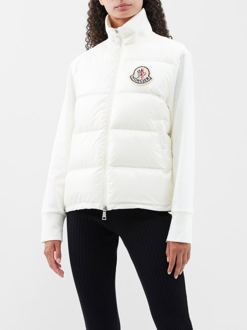 Moncler - Cotton-knit Quilted-panel Jacket - Womens - Ivory