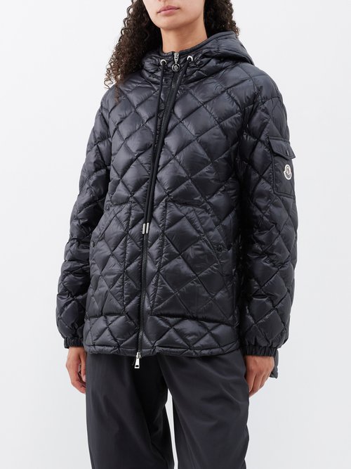 Moncler - Diamond-quilted Down Hooded Jacket - Womens - Black