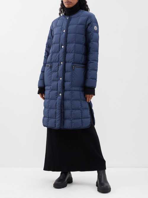 Moncler - Faisan Quilted Down Longline Coat - Womens - Navy