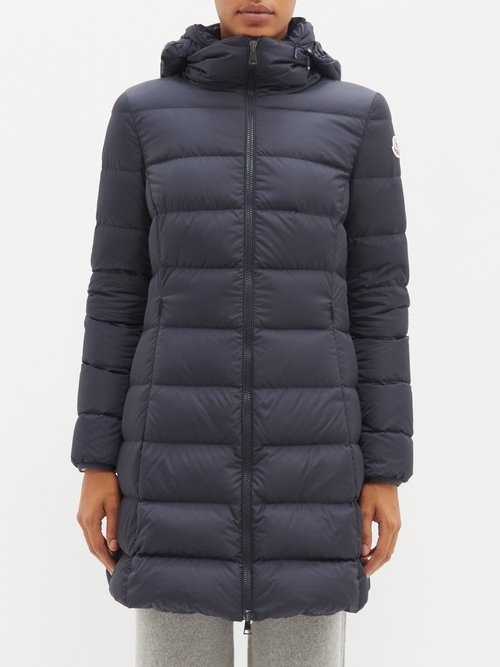 Moncler - Gie Hooded Quilted Down Coat - Womens - Dark Navy