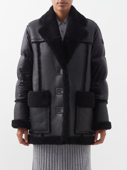 Moncler - Ilay Down-filled Shell And Shearling Jacket - Womens - Black