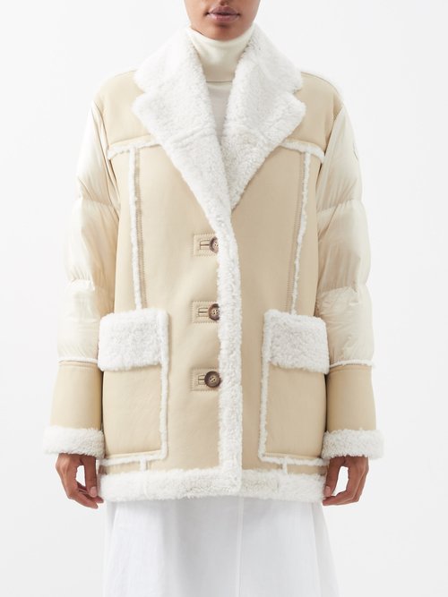 Moncler - Ilay Shearling-panelled Down Jacket - Womens - Cream