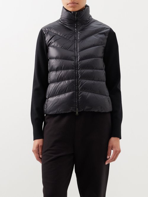 Moncler - Quilted Down And Merino Jacket - Womens - Black