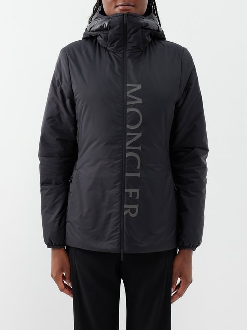 Moncler - Sepik Hooded Quilted-panel Down Jacket - Womens - Black