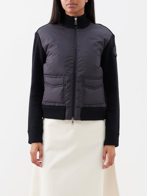 Moncler - Shell-panel Ribbed-knit Jacket - Womens - Black