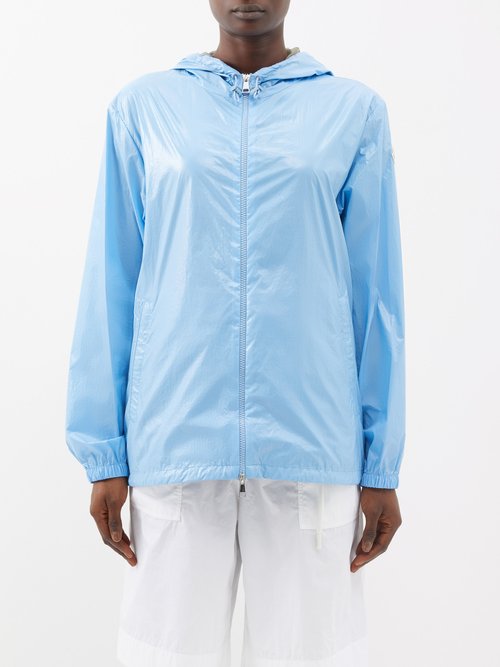 Moncler - Wuisse Hooded Cotton-blend Bomber Jacket - Womens - Light Blue