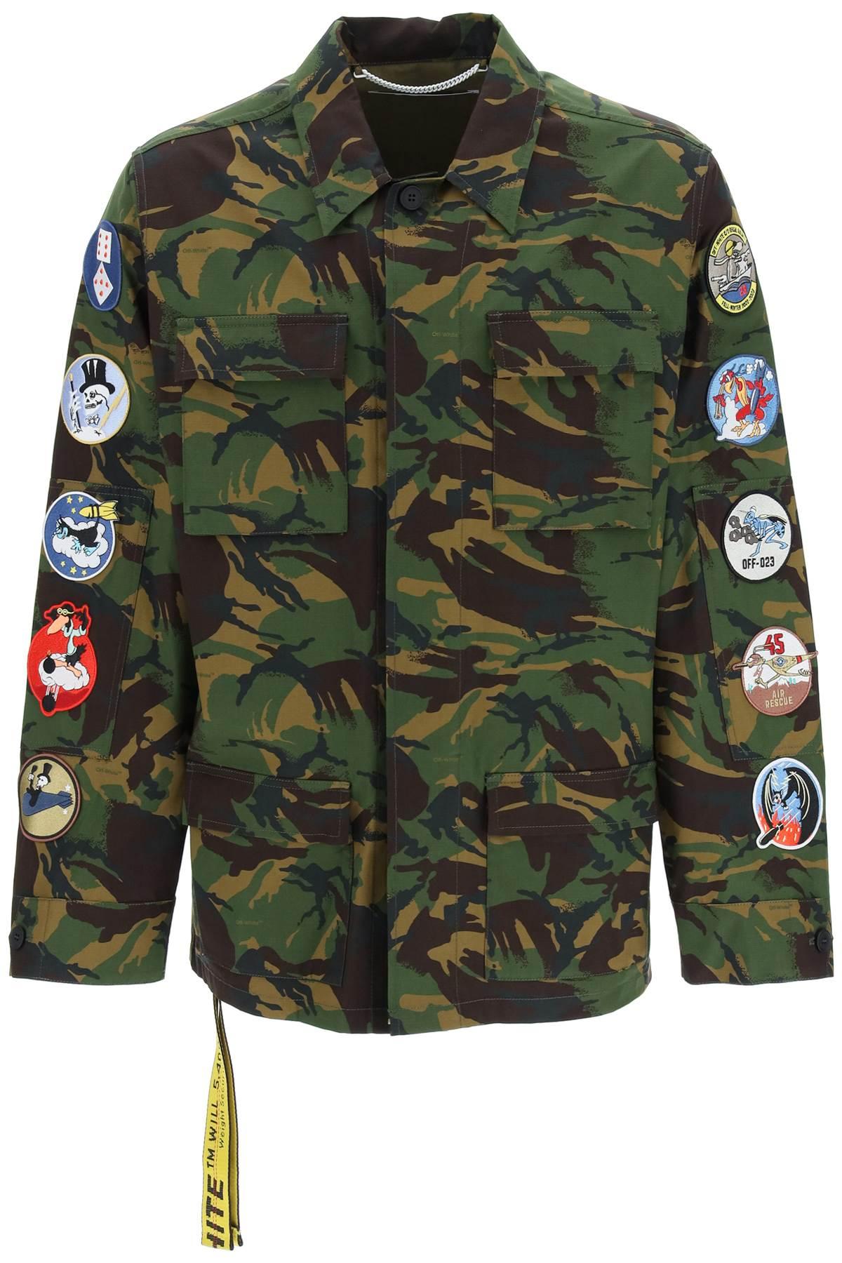 OFF-WHITE SAFARI JACKET WITH DECORATIVE PATCHES