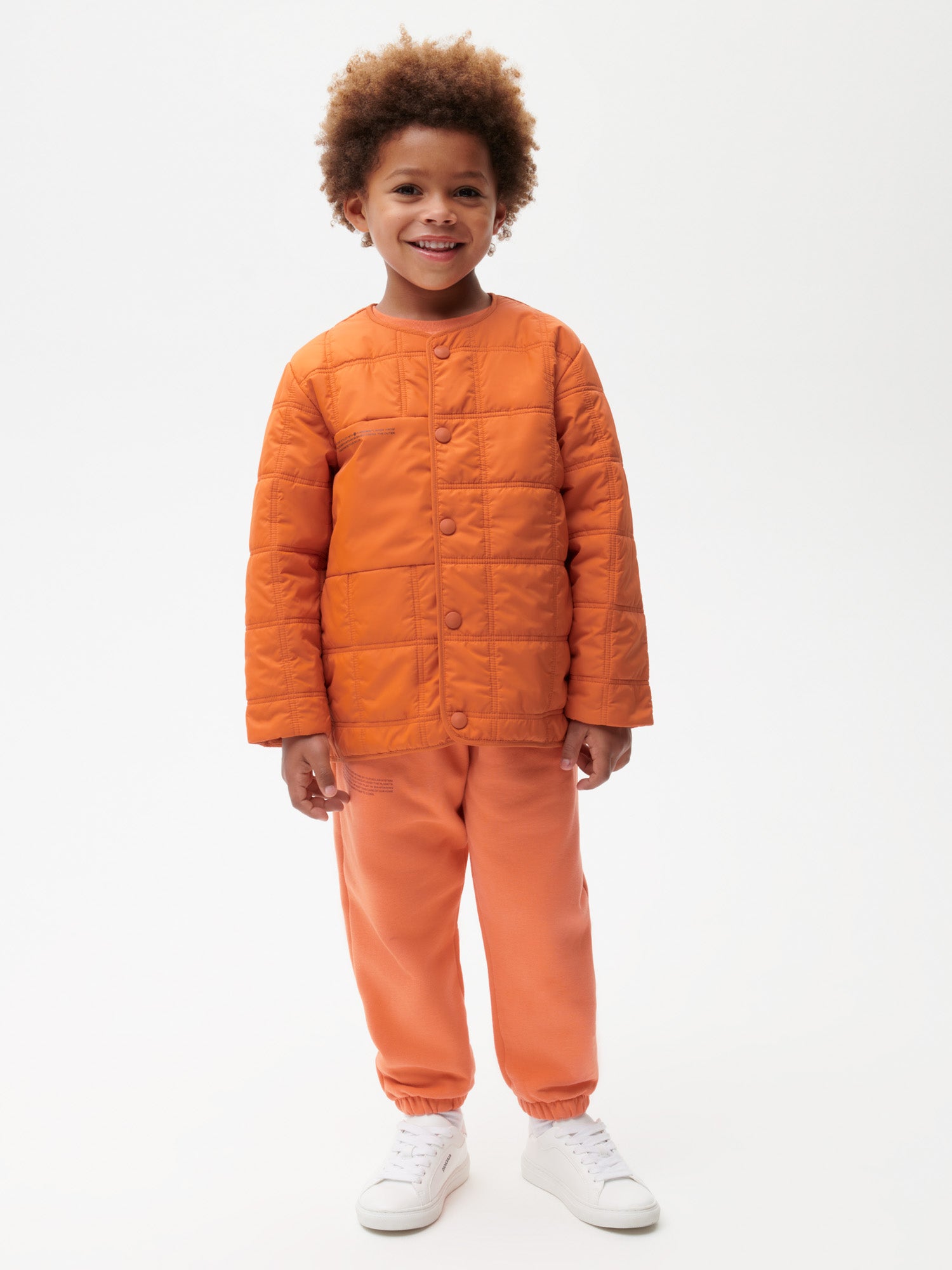 PANGAIA - Kids FLWRDWN Quilted Collarless Jacket - cinnamon orange 7-8YR