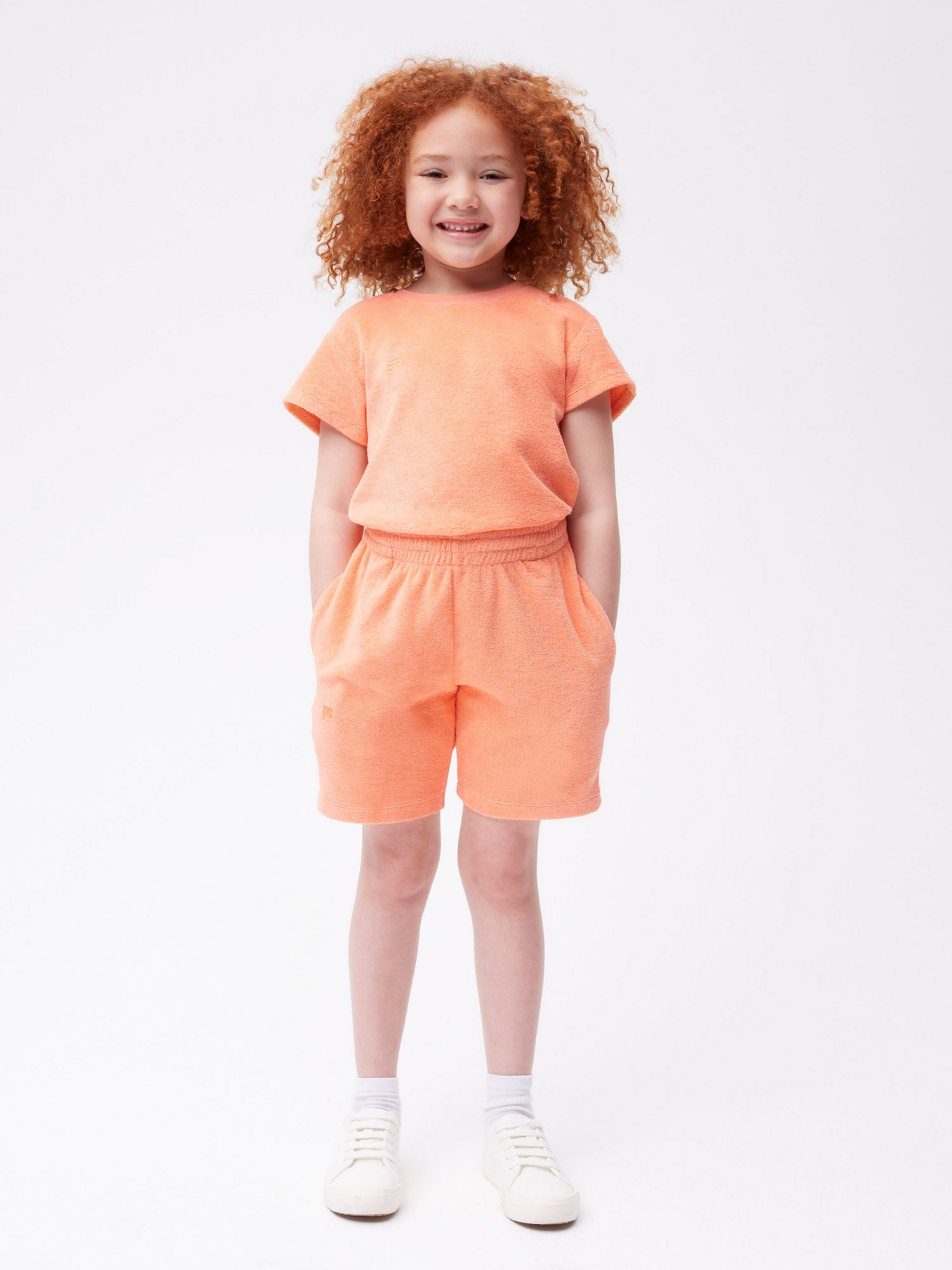 PANGAIA - Kids Towelling Shorts - peach perfect 9-10YR