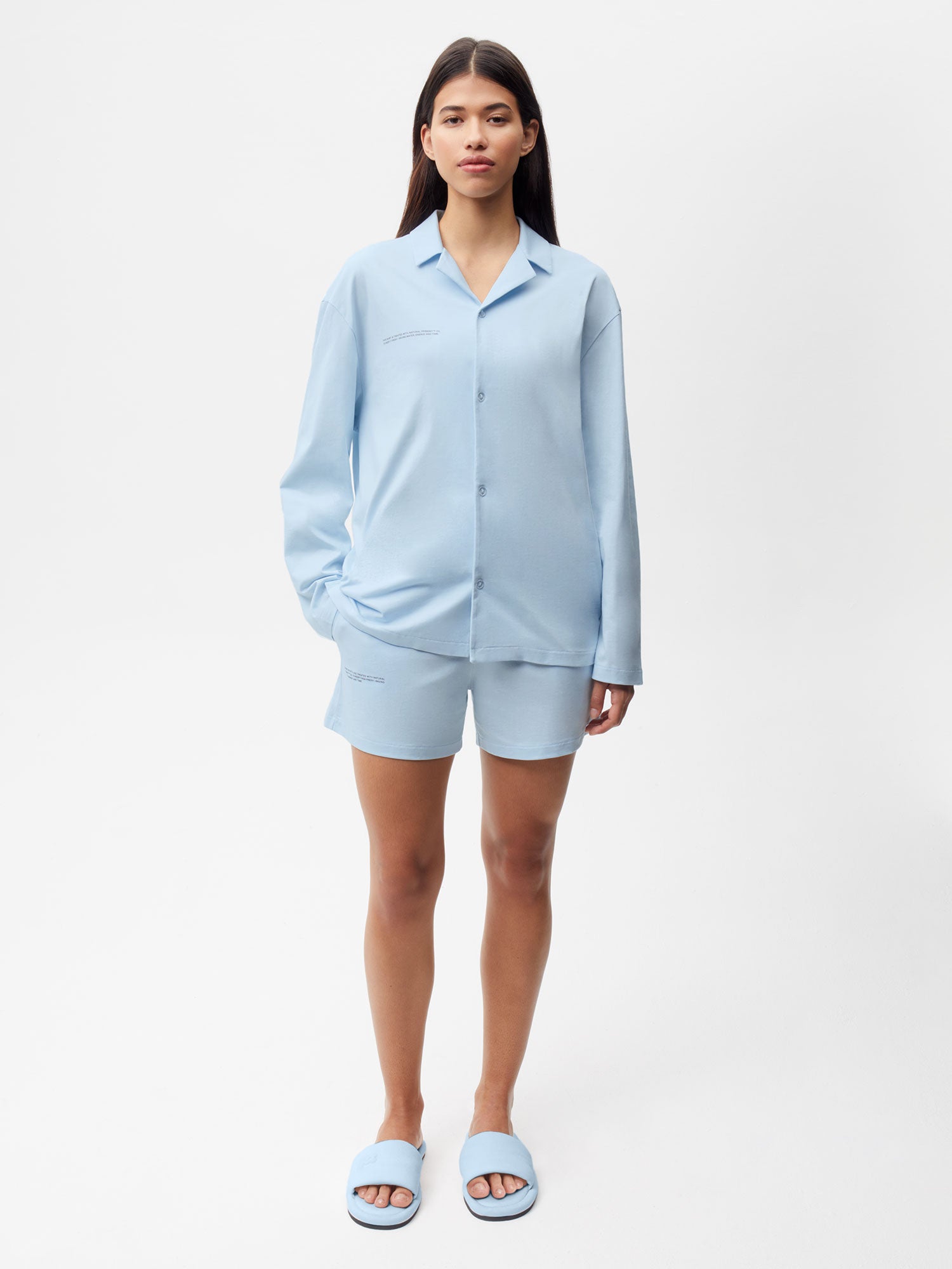 PANGAIA - Organic Cotton Pajama Loose Shorts - moonstone blue XXS