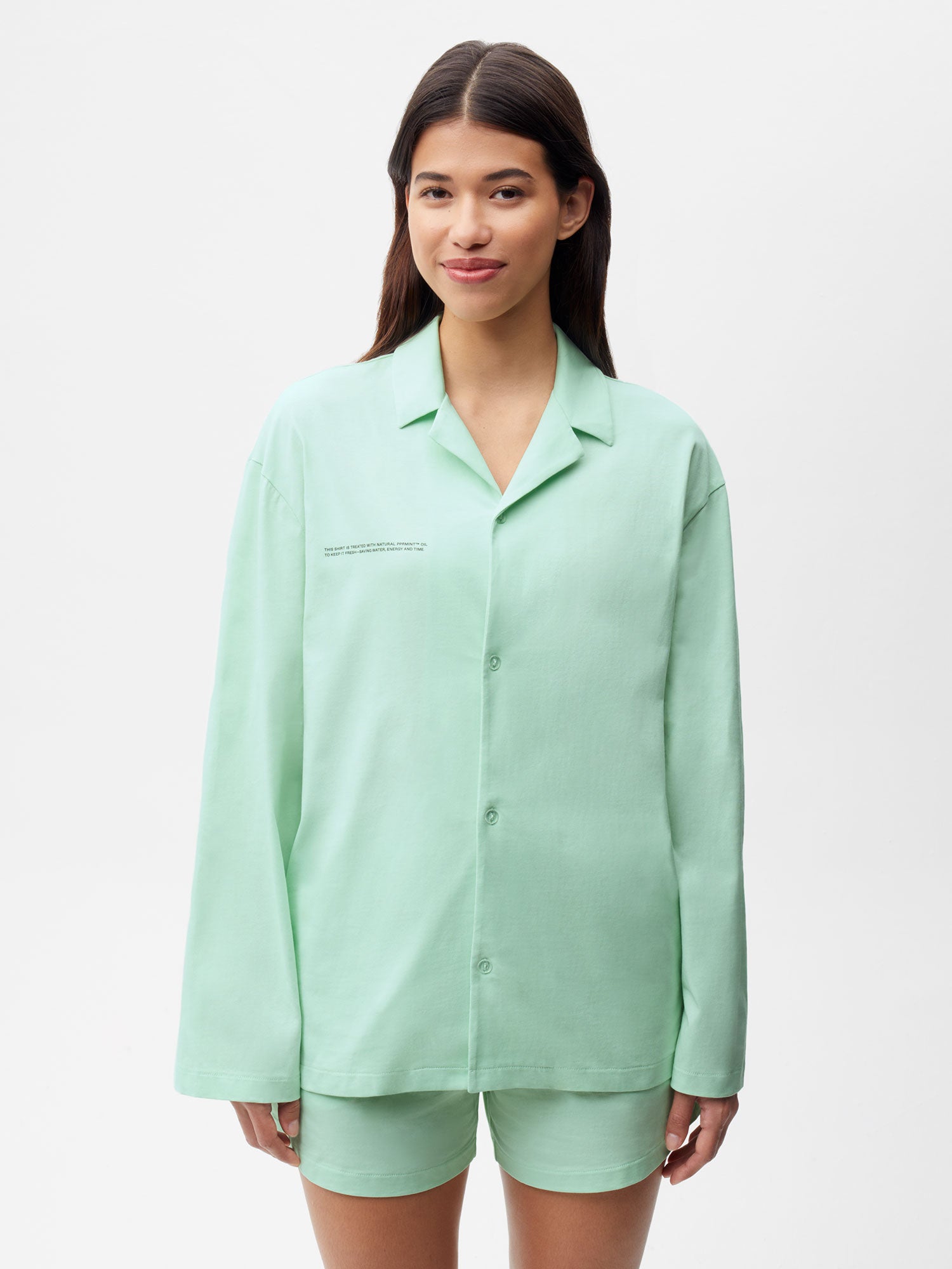 PANGAIA - Organic Cotton Pajama Shirt - lagoon green M