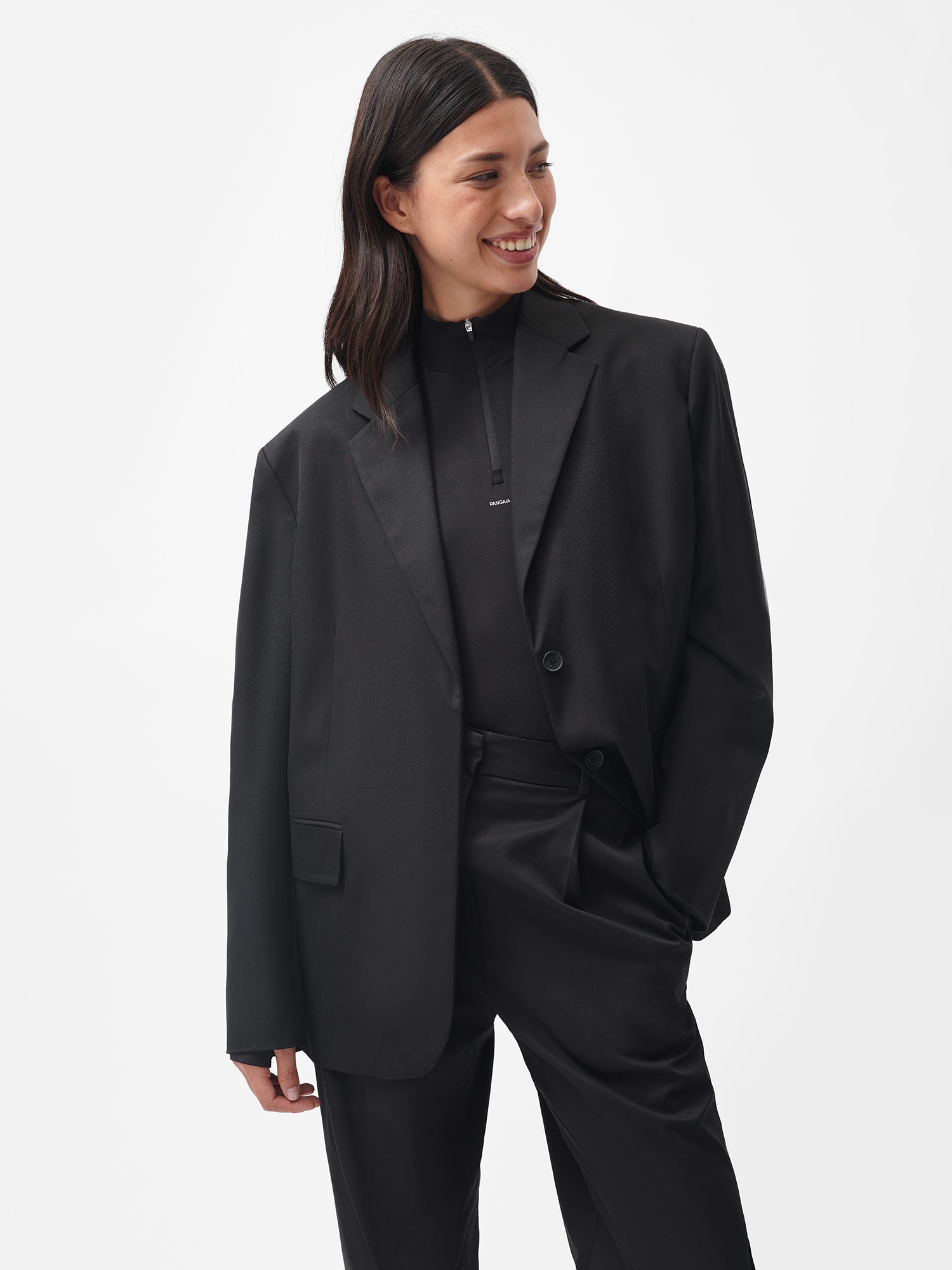 PANGAIA - Women's Organic Cotton Oversized Tailored Blazer - black XXL