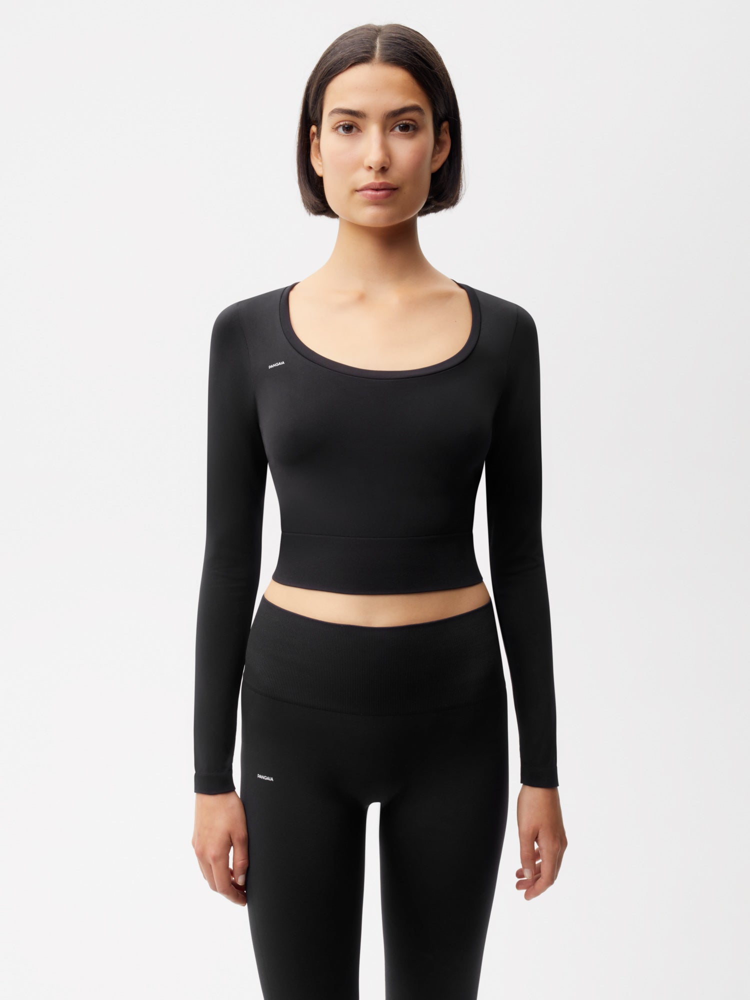 PANGAIA - Women's Plant-Stretch Long Sleeve Cropped Top - black S