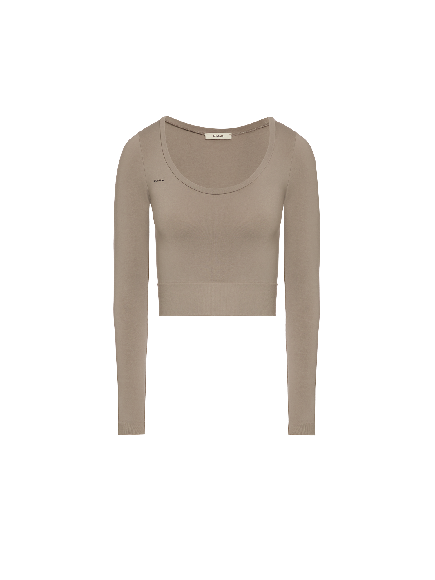 PANGAIA - Women's Plant-Stretch Long Sleeve Cropped Top - taupe M