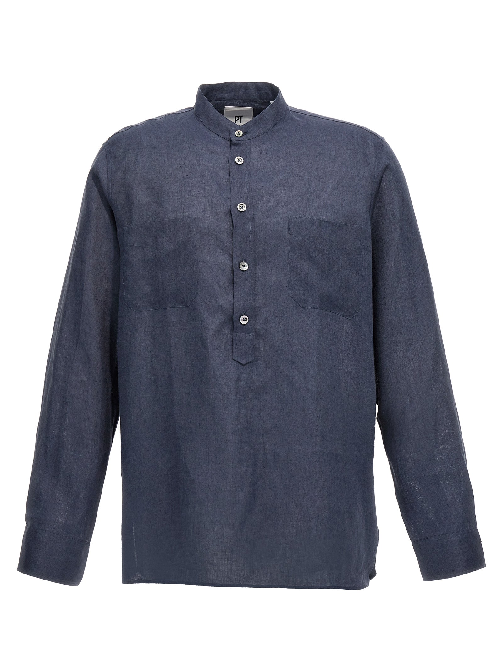 Pt Torino-Linen Shirt Camicie Blu-Uomo
