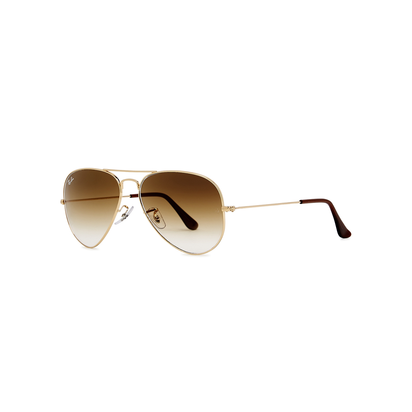 Ray-Ban 55 Gold-tone Aviator-style Sunglasses, Sunglasses, Brown Lense