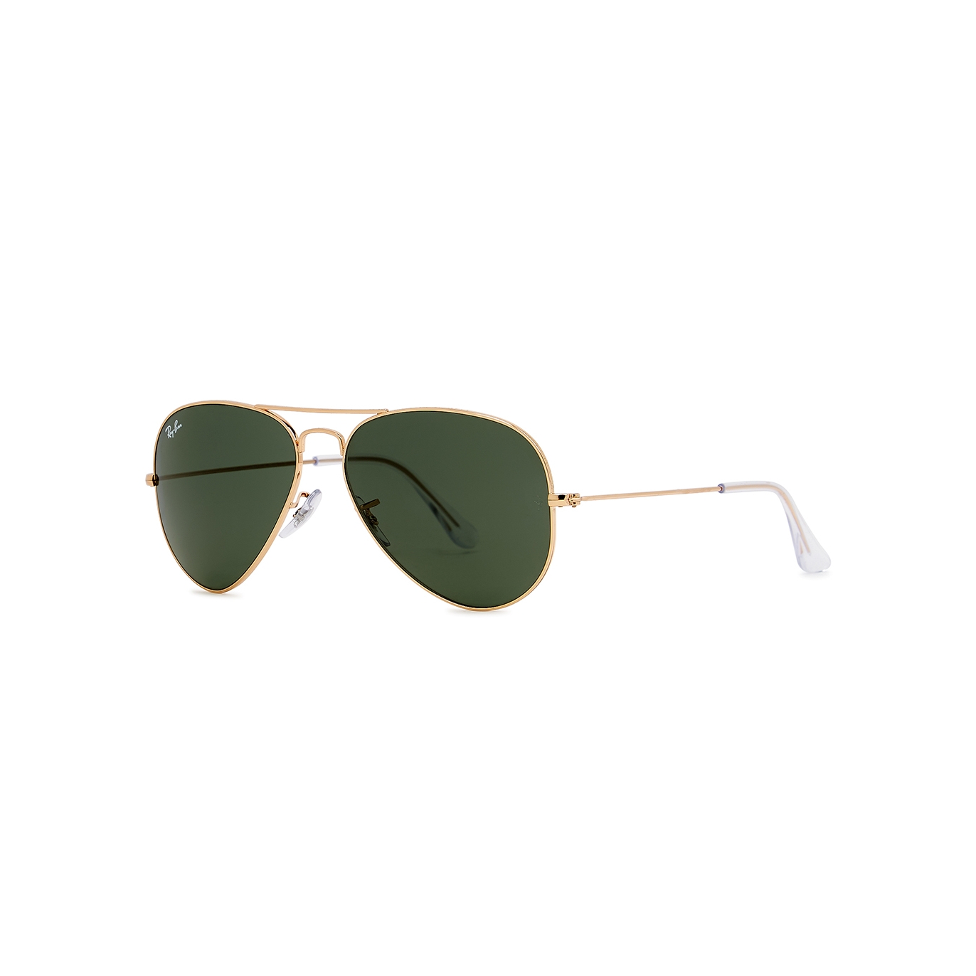 Ray-Ban Gold-tone Aviator Sunglasses, Sunglasses, Green Lenses