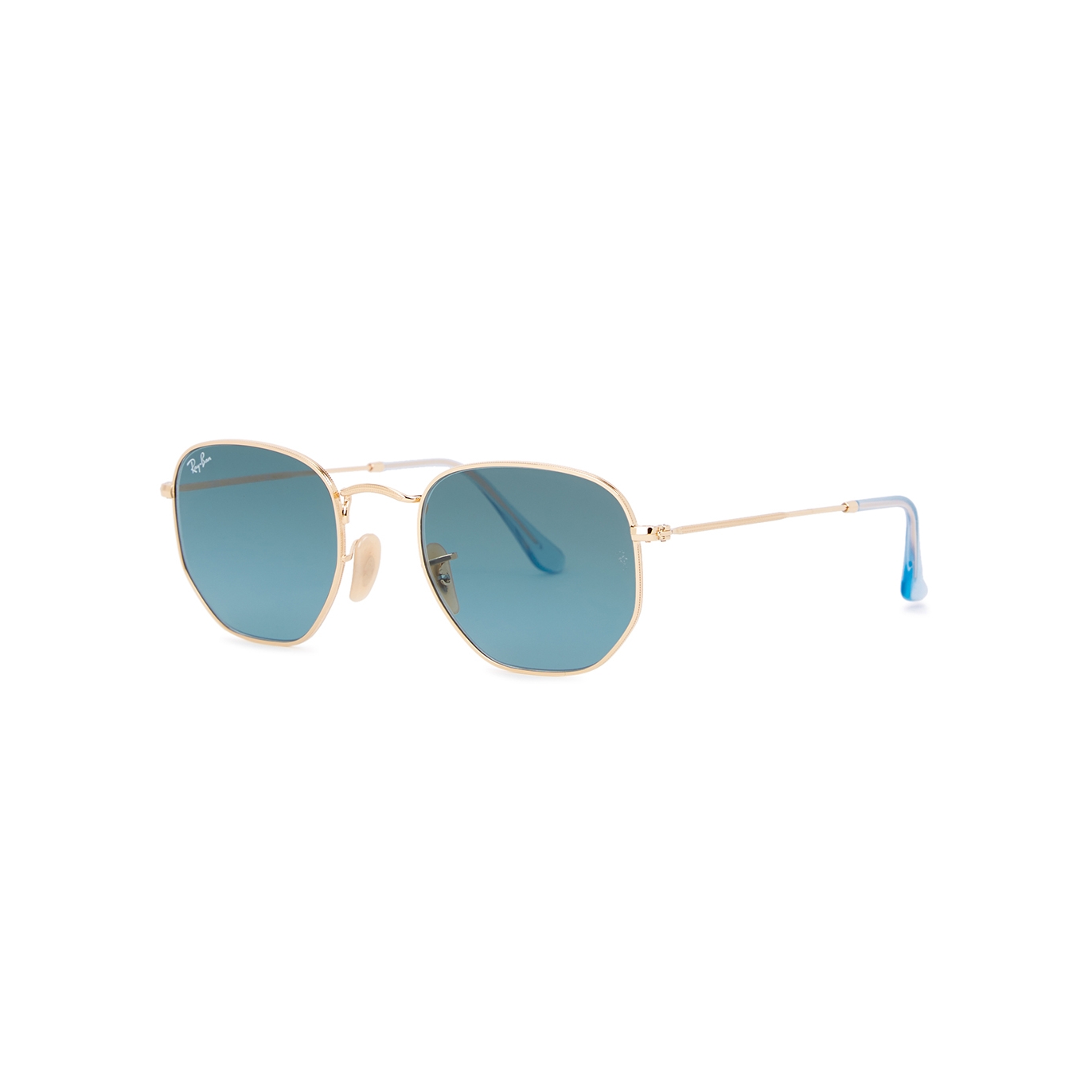 Ray-Ban Gold-tone Oval-frame Designer Sunglasses, Sunglasses, Blue