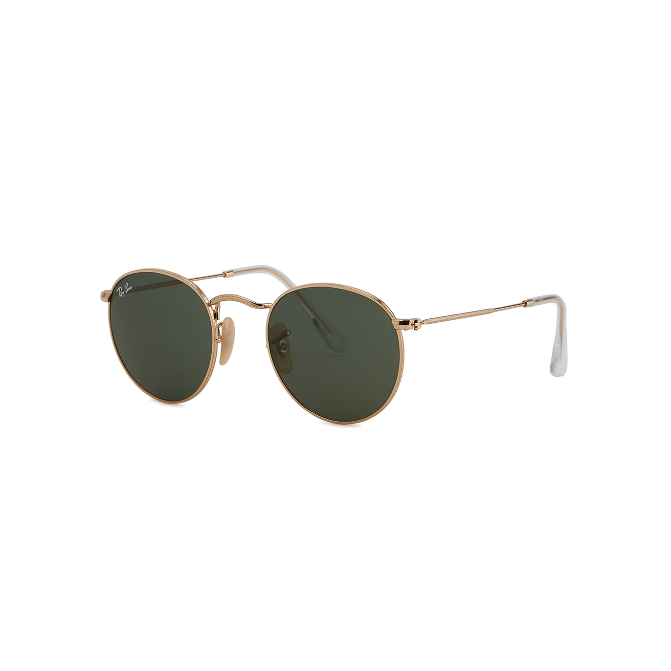 Ray-Ban Gold-tone Round-frame Sunglasses, Sunglasses, Green Lenses