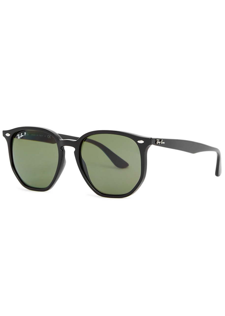 Ray-ban Black Polarised Round-frame Sunglasses