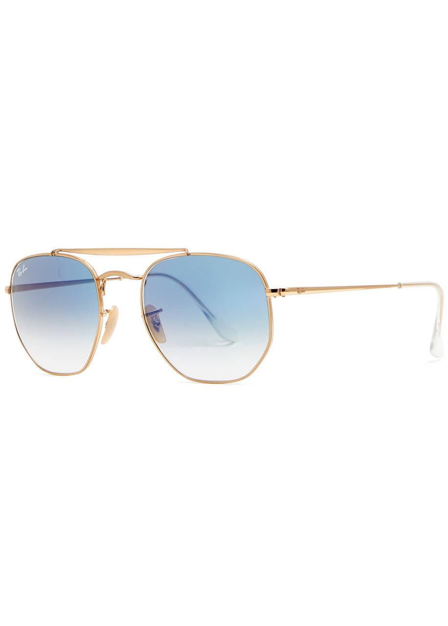 Ray-ban Hexagonal-frame Aviator Sunglasses - Gold