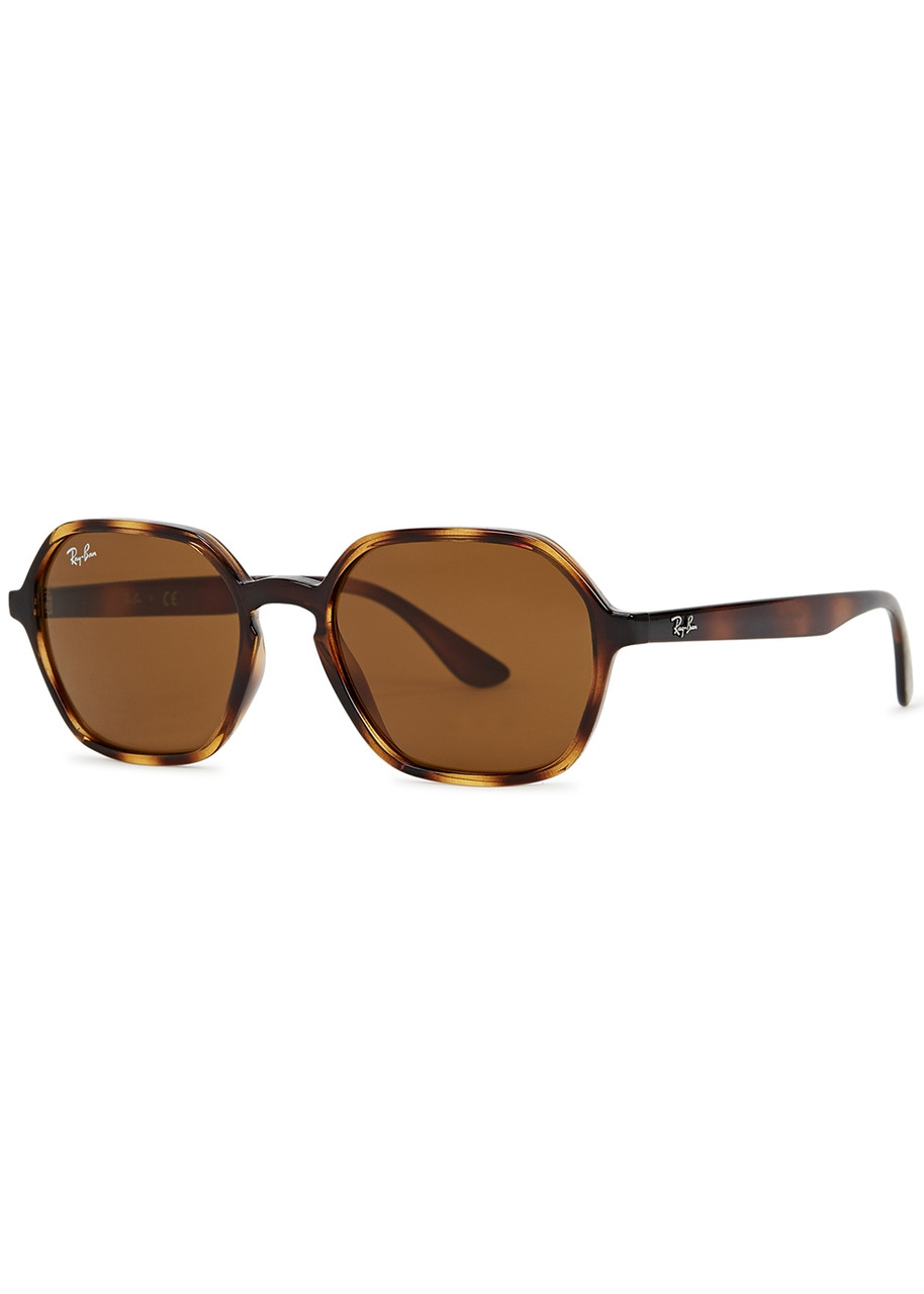 Ray-ban Tortoiseshell Hexagon-frame Sunglasses - Brown