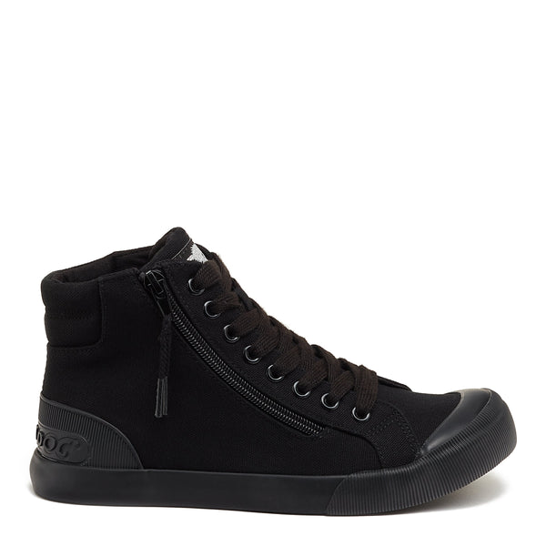 Rocket Dog Jazzin High All Black Canvas High-Top Trainers