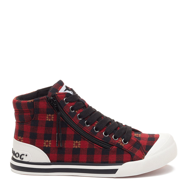 Rocket Dog Jazzin High Red Dublin Check High-Top Trainers