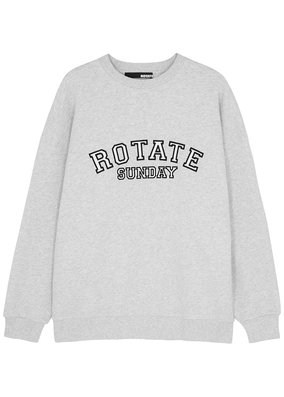 Rotate Sunday Classic Logo-embroidered Cotton Sweatshirt - Light Grey - L
