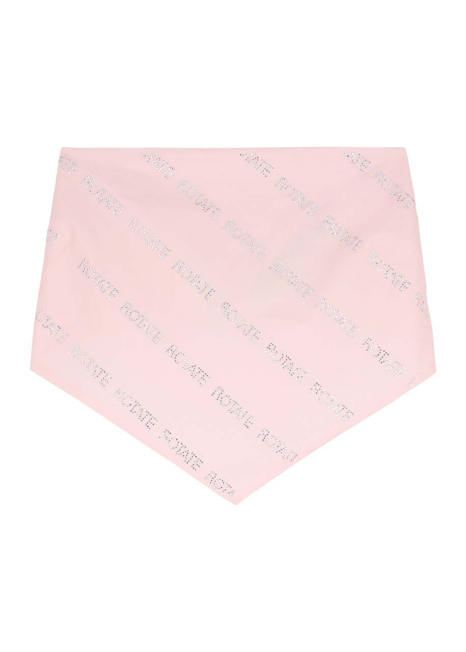 Rotate Sunday Logo-embellished Strapless Cotton-poplin top - Light Pink - S