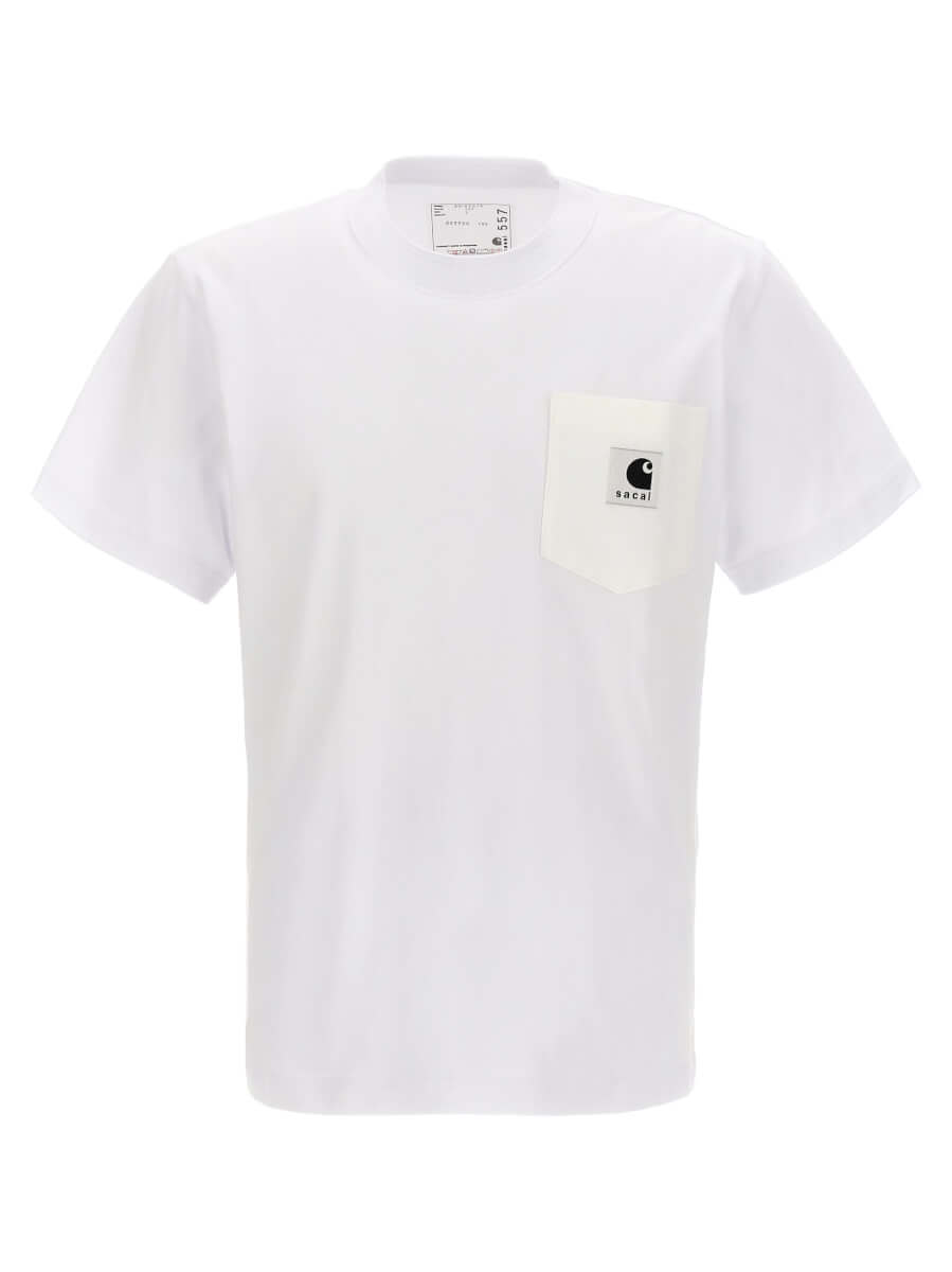 Sacai-Sacai X Carhartt Wip T Shirt Bianco-Donna