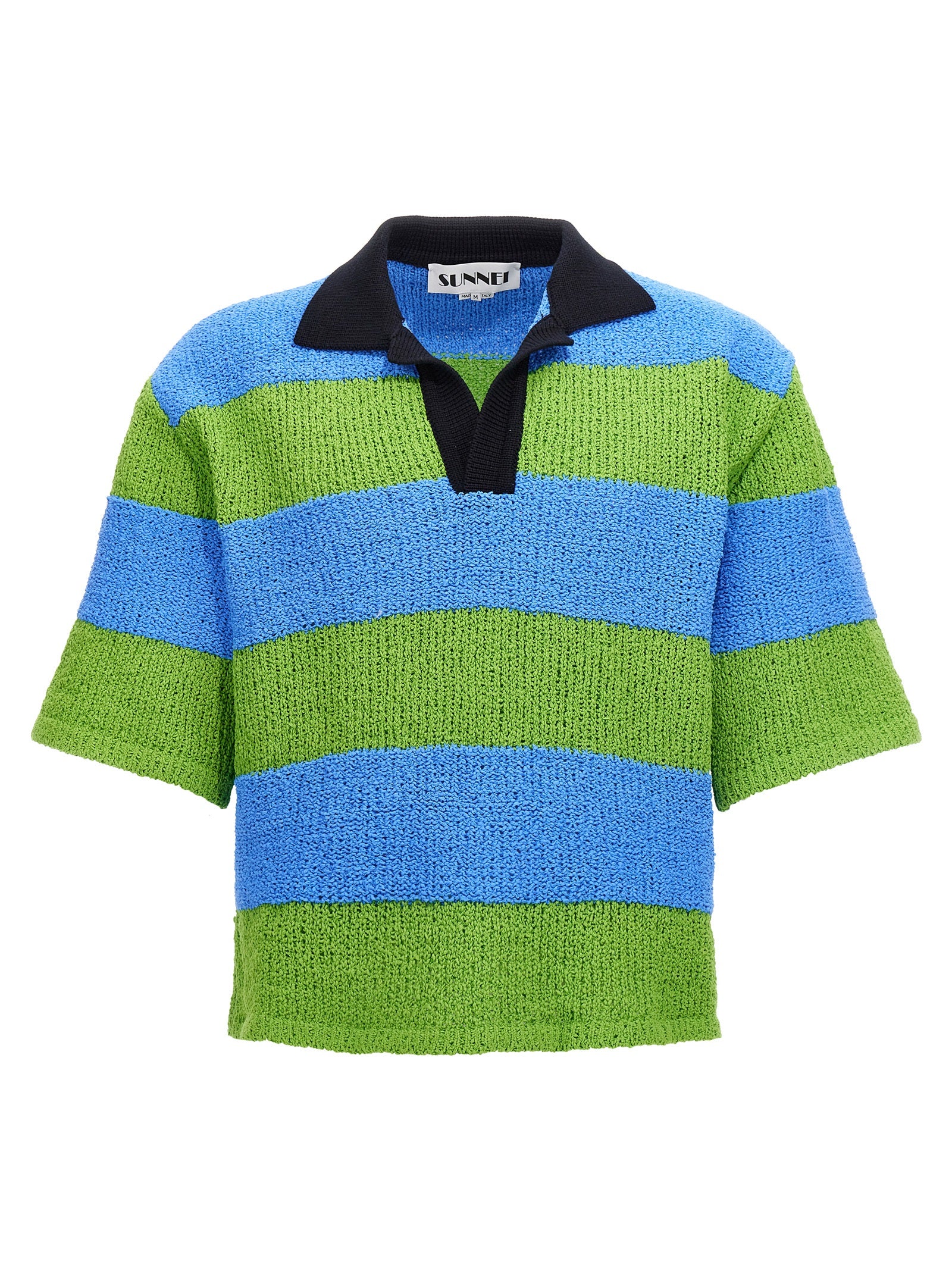 Sunnei-Striped Knit Shirt Polo Multicolor-Uomo