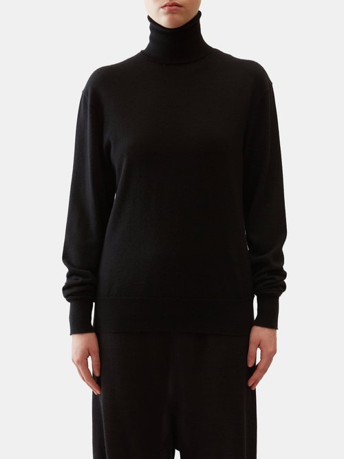The Row - Davos Roll-neck Wool-blend Sweater - Womens - Black