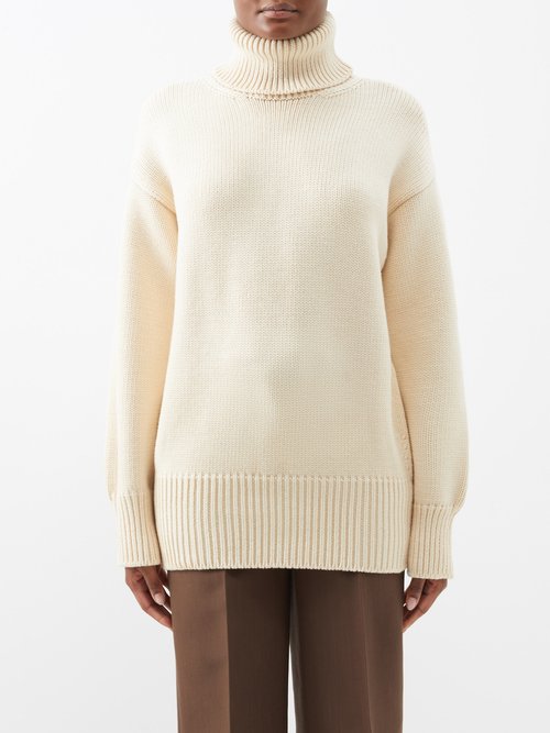 The Row - Ludo Roll-neck Merino-blend Sweater - Womens - Beige