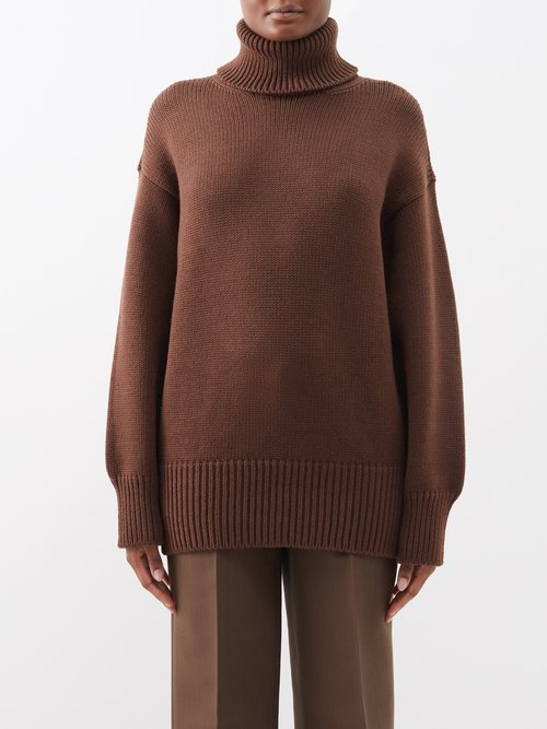 The Row - Ludo Roll-neck Merino-blend Sweater - Womens - Brown