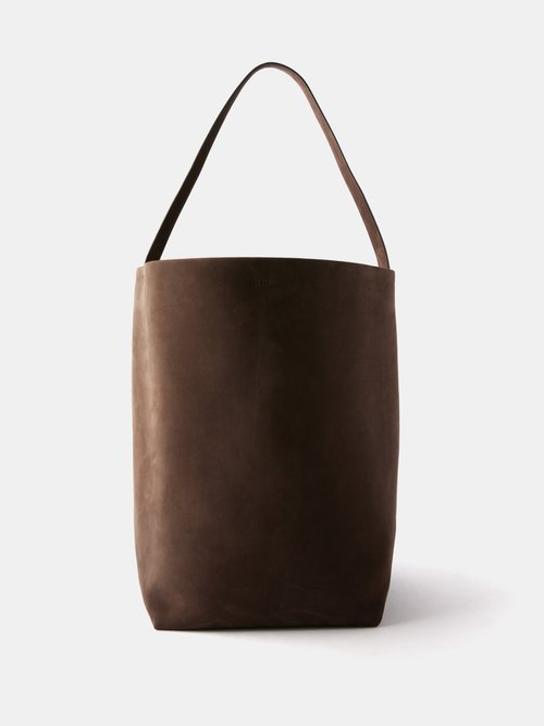 The Row - Park Large Leather Tote Bag - Womens - Dark Brown